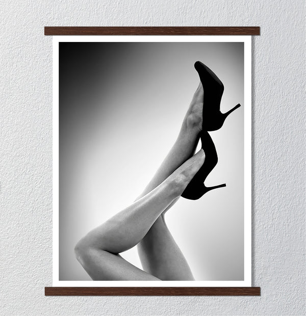 Canvas Wall Art, Black & White Woman Legs, Nude Wall Poster