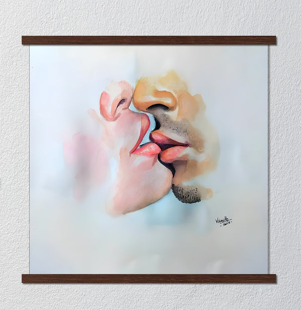 Canvas Wall Art, Colorful Kiss, Nude Wall Poster