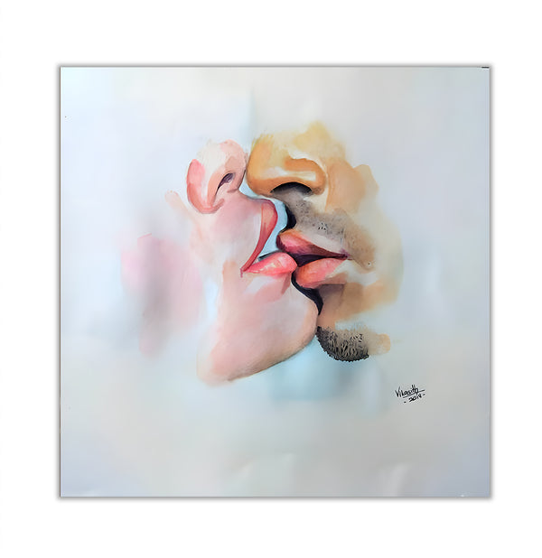 Canvas Wall Art, Colorful Kiss, Nude Wall Poster