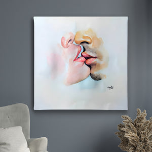 Canvas Wall Art -  Colorful Kiss  Poster