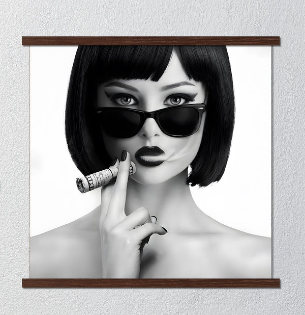 Canvas Wall Art, Black & White Woman Face, Nude Wall Poster