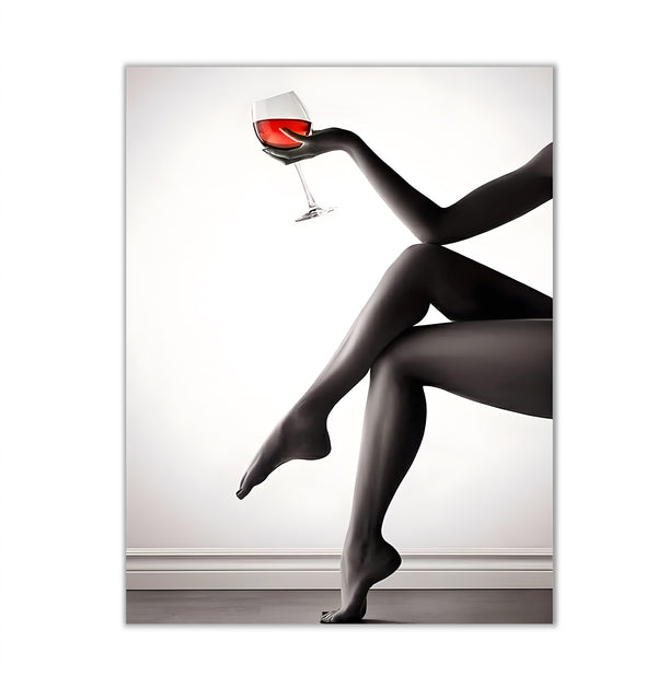 Canvas Wall Art, Nude Woman Red Wine, Nude Wall Poster