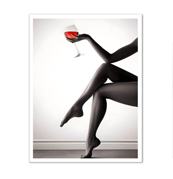 Canvas Wall Art, Nude Woman Red Wine, Nude Wall Poster