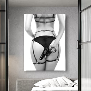Canvas Wall Art -  Girl with a Gun  Poster