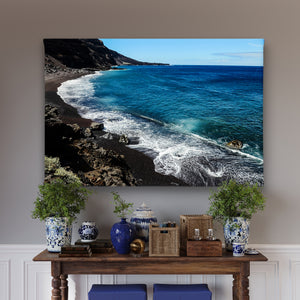 Wall Art - Black Beach & Deep Blue Ocean