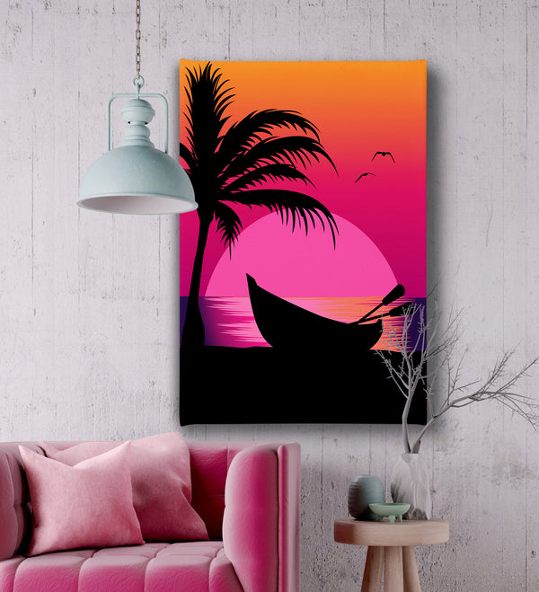 Canvas Wall Art - Beach Silhouette