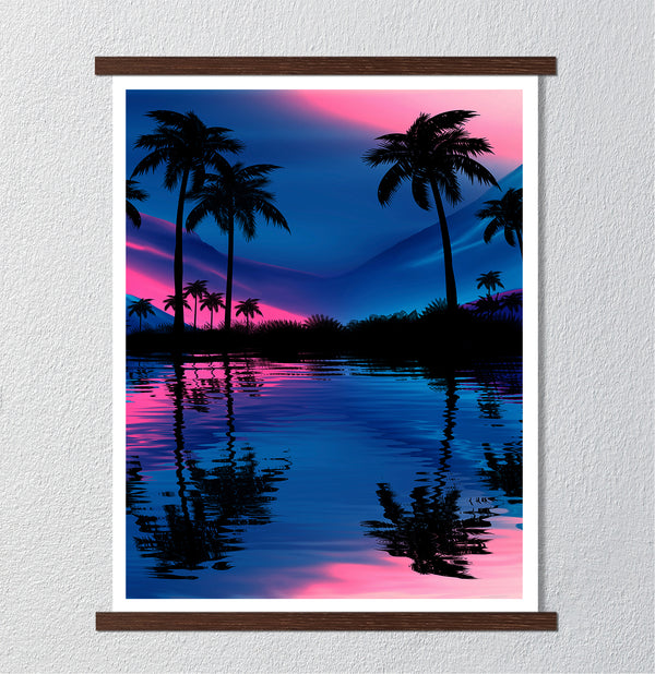 Canvas Wall Art, Tropical Landscape Silhouette, Wall Poster