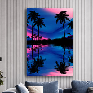 Canvas Wall Art - Tropical Landscape Silhouette
