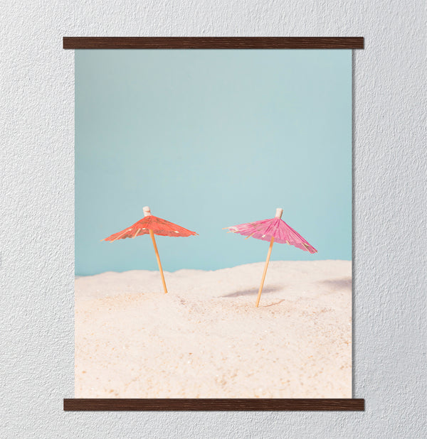 Canvas Wall Art, Colorful Umbrellas and beach, Wall Poster