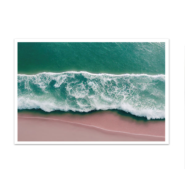 Canvas Wall Art, Turquoise Ocean & Pink Beach, Wall Poster