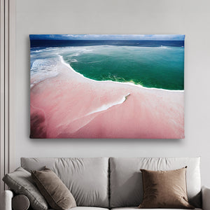 Canvas Wall Art - Pink Beach & Ocean