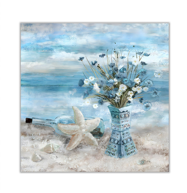 Canvas Wall Art, Sea Elements & Flowers, Nude Wall Poster