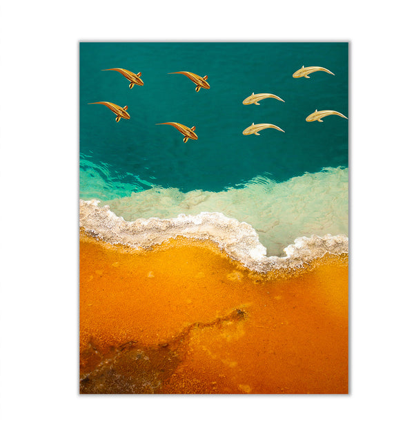 Canvas Wall Art, Gold Fishes & Sea, Wall Poster