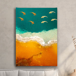 Canvas Wall Art - Gold Fishes & Sea