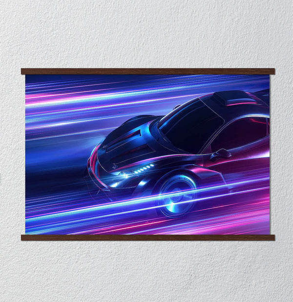 Canvas Wall Art, Neon Sport Car, Wall Poster
