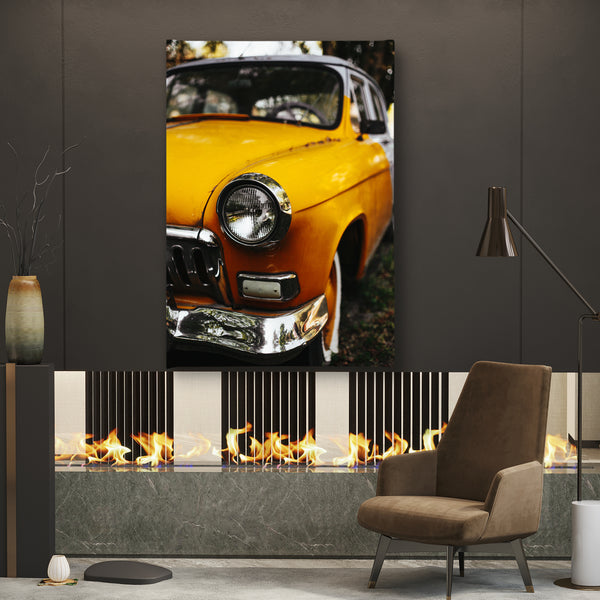 Canvas Wall Art, Yellow Old Car, Wall Poster