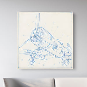Canvas Wall Art - Retro Plane Sketch