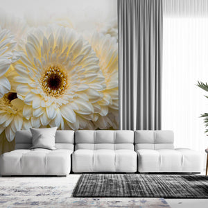  White Large Flowers Wallpaper