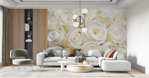  White  Rose Floral Bouquet Wallpaper