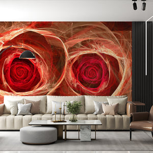  Two Fire Rose Flowers Wallpaper
