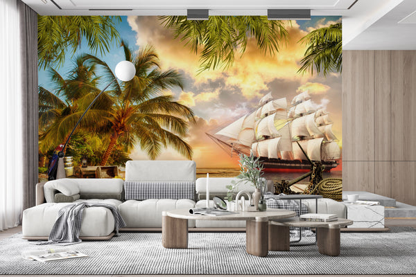 Tropical Island Wallpaper | Ocean Wallpaper Mural