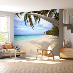 Tropical Palm & Beach Landscape Wall Mural | Ocean Wallpaper Mural