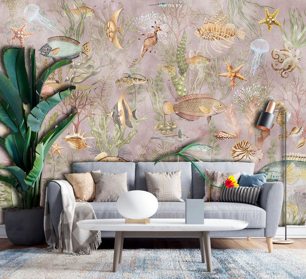 Colorful Sea Fishes Underwater Life Wallpaper | Sea Wall Mural