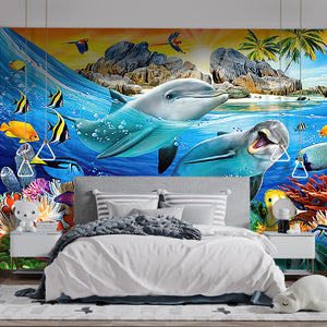 Dolphin Fish, Colorful Sealife Wallpaper | Sea Wall Mural