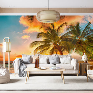 Golden Tropical Sunset | Ocean & Sea Wallpaper