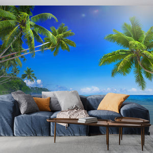Exotic Island with Palm Trees Wall Mural | Sea Wall Mural