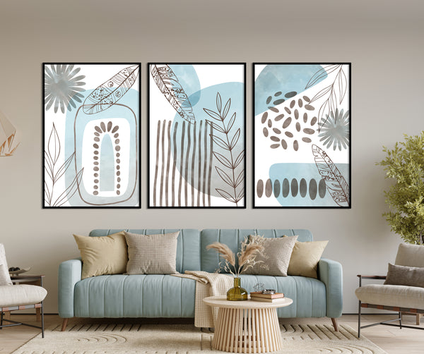 Abstract Boho Wall Art Triptych, Set of 3 Prints