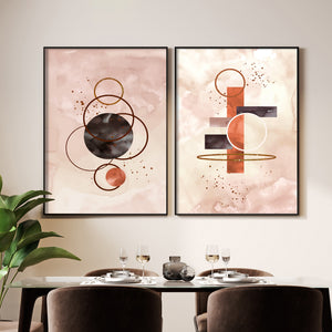 Set of 2 Prints - Boho Abstract Geometry Double Wall Art