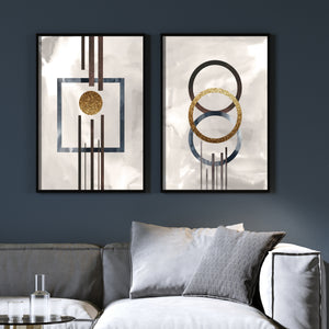  Set of 2 Prints - Modern Geometry Double Wall Art