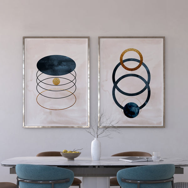  Set of 2 Prints - Abstract Geometry Double Wall Art