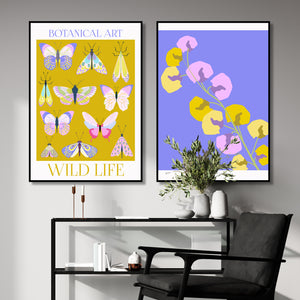  Set of 2 Prints -  Butterflies, Botanical Art