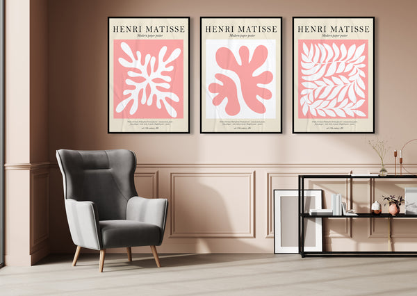 Aesthetic Matisse Art, Hand-Drawn Triptych, Set of 3 Prints