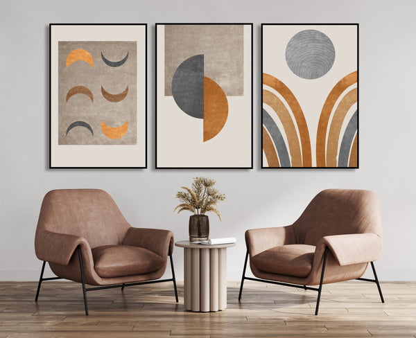 Modern Geometry Triptych, Set of 3 Prints