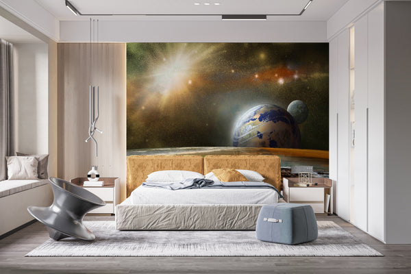 Space Wall Murals, Cosmic Space Wallpaper, Non Woven, Mysterious astrology Wallpaper, Planets in Space Wall Mural