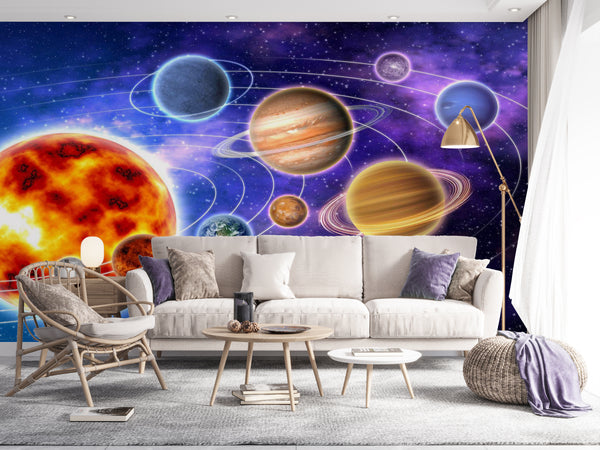 Space Wall Murals, Cosmic Space Wallpaper, Non Woven, Solar System Wallpaper, Galactic Wall Mural