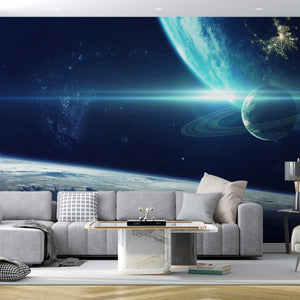 Saturn and Earth Wall Mural