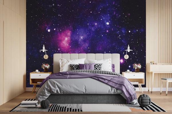 Space Wall Murals, Cosmic Space Wallpaper, Non Woven, Space Star Galaxy Wallpaper, Star dust and Shining Stars Wall Mural