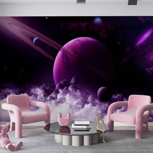 Purple Saturn Planet Wallpaper