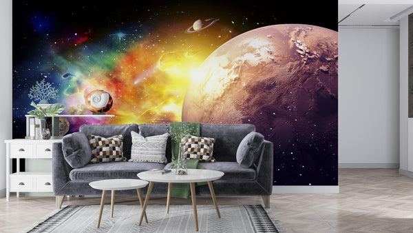 Space Wall Murals, Cosmic Space Wallpaper, Non Woven, Mysteriy of Space Wallpaper, Galaxy Space Wall Mural