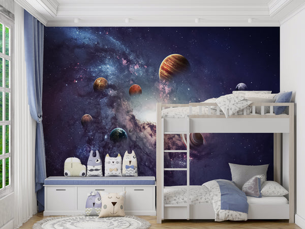 Space Wall Murals, Cosmic Space Wallpaper, Non Woven, Universe Wallpaper, Solar System Planets Wall Mural