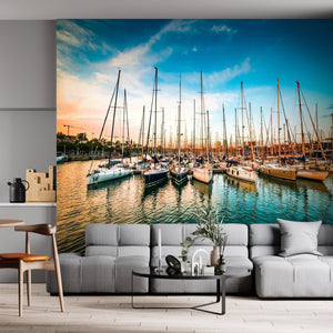 Transportation Wallpaper | Yachts in the Sea Wall Mural