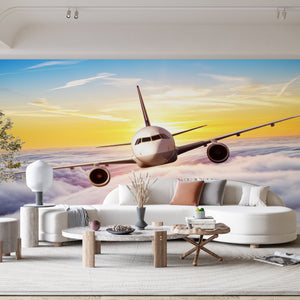 Transport Wall Mural | Airplane in the Clouds Wall Mural