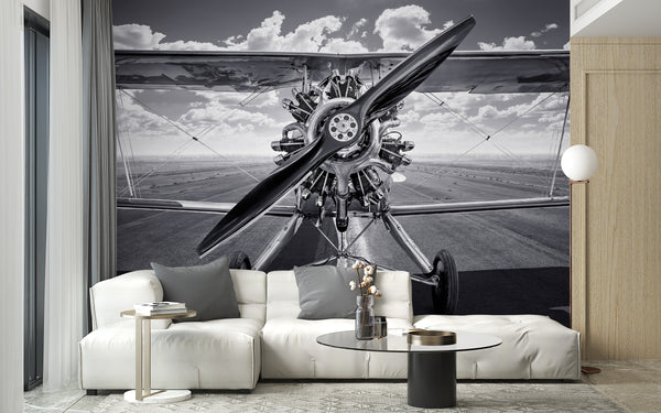Transport Wall Mural | Vintage Airplane with Propeller Wall Mural