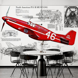 Transport Wallpaper | Retro Red Airplanes Wall Mural