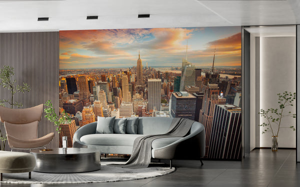 Country Wallpaper , City Wallpaper, Non Woven, Sunset over American City Wallpaper,  Empire State Building Wall Mural