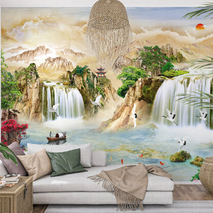 Waterfall Murals for Walls | Chinese Landscape Wall Mural